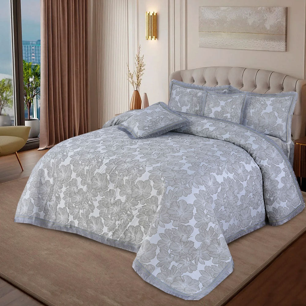 5Pcs Plachi Bed Sheet Set - Silver Lily