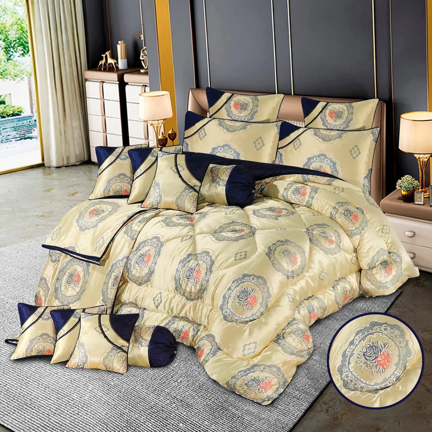 14 Pcs Bridal Comforter Set - 14016