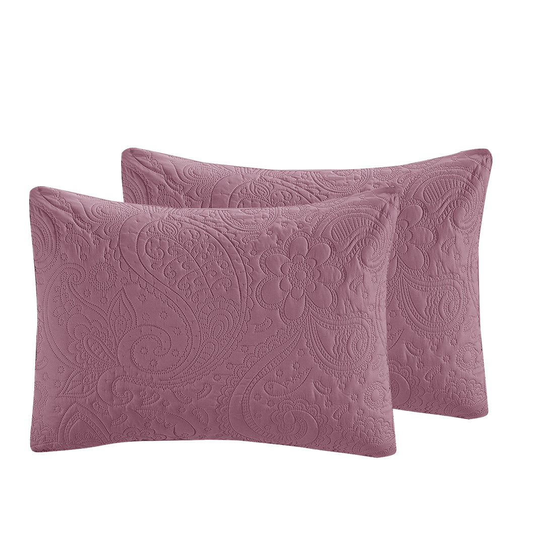 Floral - 3Pcs King Size Quilted Bedspread Set - Barbie Pink