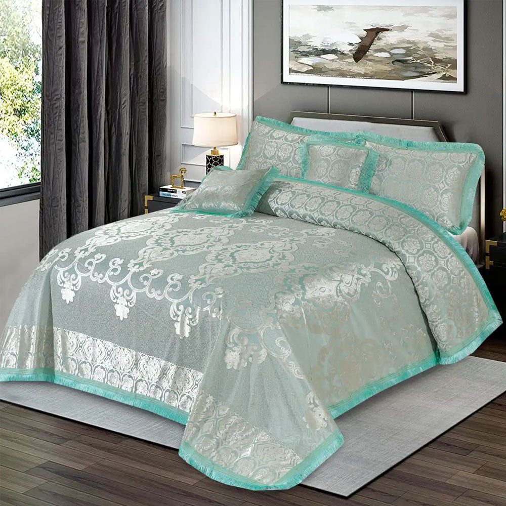 5Pcs Plachi Bed Sheet Set - Sea Green