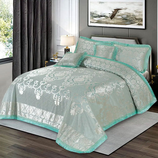 5Pcs Plachi Bed Sheet Set - Sea Green