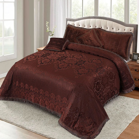 5Pcs Plachi Bed Sheet Set - Chocolate
