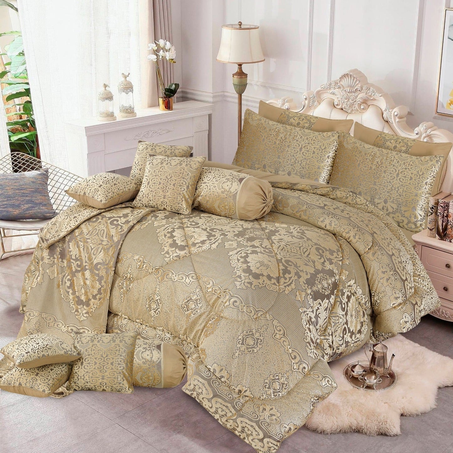 14 Pcs Bridal Comforter Set - 14014