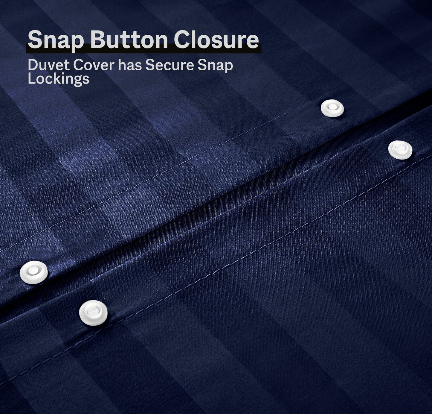 6Pcs Satin Stripes Duvet Cover Set - Navy