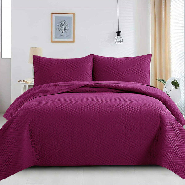 LineFusion Magenda - 3Pcs King Size Quilted Bed Spread Set