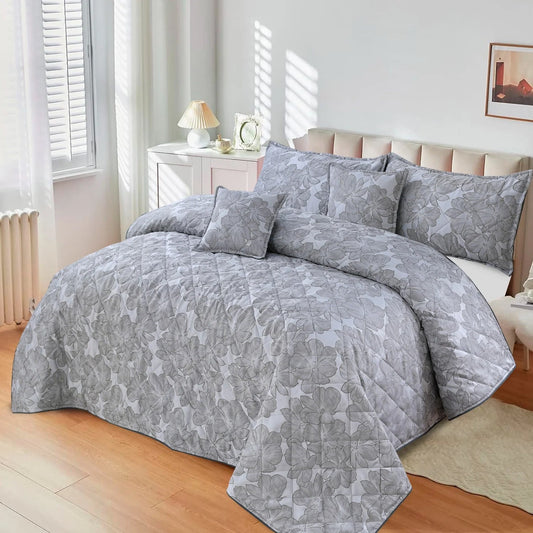 5Pcs King Size Plachi Bed Spread Set - LilyNest Grey