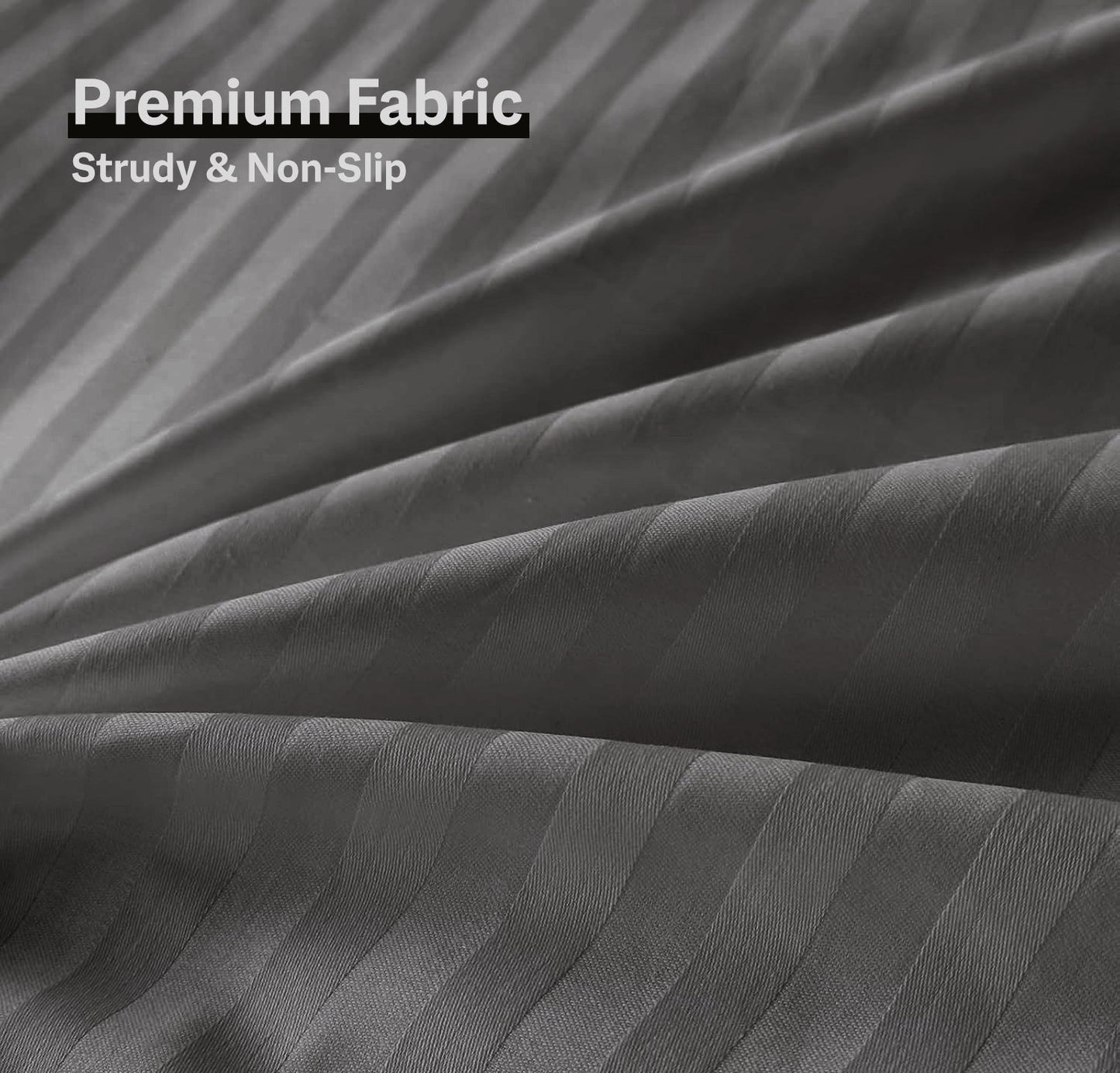 6Pcs Satin Stripes Duvet Cover Set - Grey